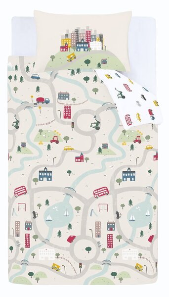 Biancheria da letto per bambini bianca/beige in cotone per culla 120x150 cm Transport – Bianca