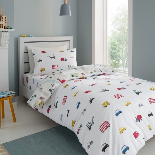Biancheria da letto per bambini bianca/beige in cotone per culla 120x150 cm Transport – Bianca