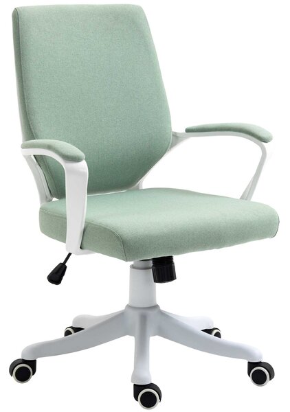 Vinsetto Sedia da Ufficio Sedia da Scrivania Sedia per Ufficio con Funzione di Oscillazione Schienale Regolabile Imbottitura Spessa Ergonomica Ruote Girevoli in Poliestere Nylon PP Verde+Bianco 62x69x92-100 cm