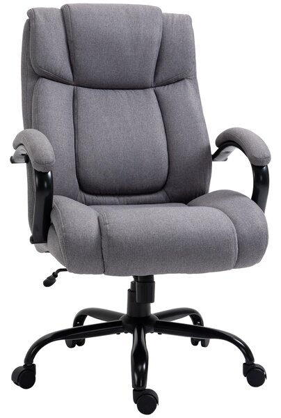 Vinsetto Sedia Ufficio Ergonomica in Tessuto Effetto Lino, Portata 220kg, Girevole, Altezza Regolabile, Grigio Chiaro | Aosom Italy