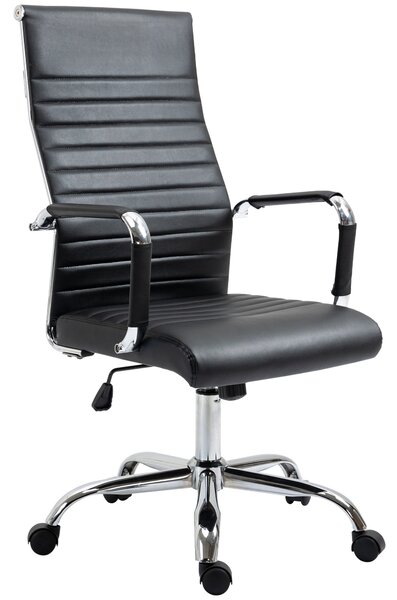 Vinsetto Sedia da Ufficio ergonomica Poltrona direzionale con funzione dondolo Sedia girevole regolabile in altezza Imbottita Ecopelle Schiuma Nero 54 x 62 x 104-114 cm