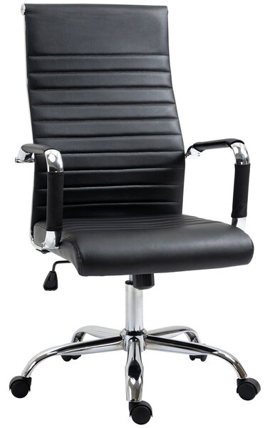 Vinsetto Sedia da Ufficio ergonomica Poltrona direzionale con funzione dondolo Sedia girevole regolabile in altezza Imbottita Ecopelle Schiuma Nero 54 x 62 x 104-114 cm