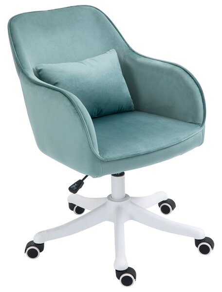 Vinsetto Poltrona da Ufficio con Massaggi in Velluto con Funzione di Vibrazione 55 cm x 65 cm x 86 cm Verde