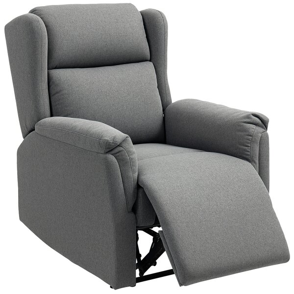 HOMCOM Poltrona Relax, Poltrona Imbottita Regolabile con Poggiapiedi, Inclinabile fino a 160°, Effetto Lino, Montaggio Veloce, Grigio Scuro