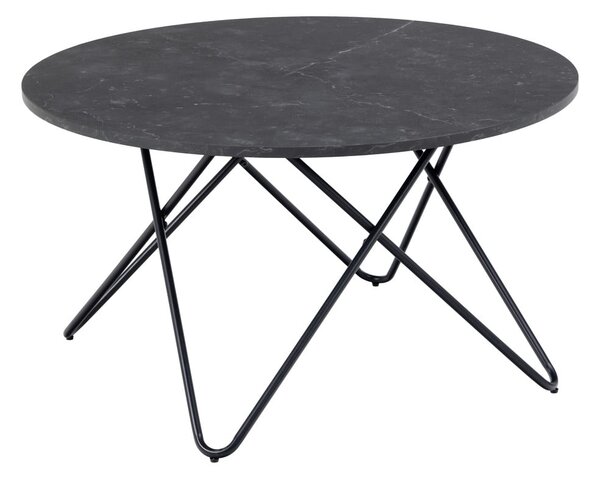 Tavolino rotondo nero con piano in marmo ø 80 cm Wyre - Actona