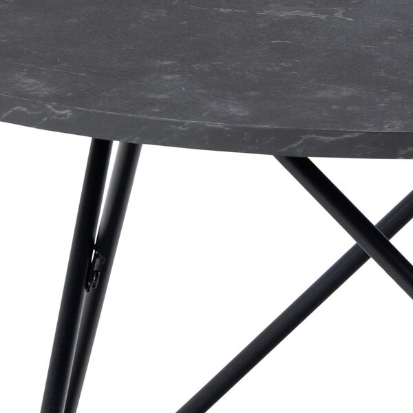 Tavolino rotondo nero con piano in marmo ø 80 cm Wyre - Actona