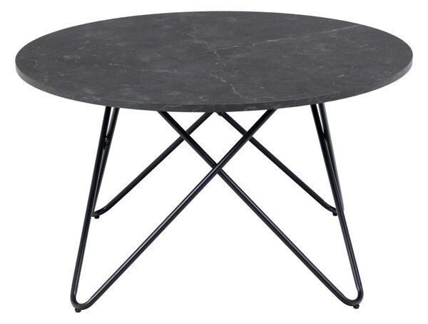 Tavolino rotondo nero con piano in marmo ø 80 cm Wyre - Actona