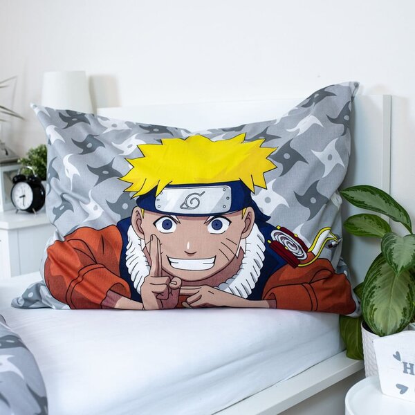 Set copripiumino e federa da bambini in cotone per letto singolo 140x200 cm Naruto "Grey" – Jerry Fabrics