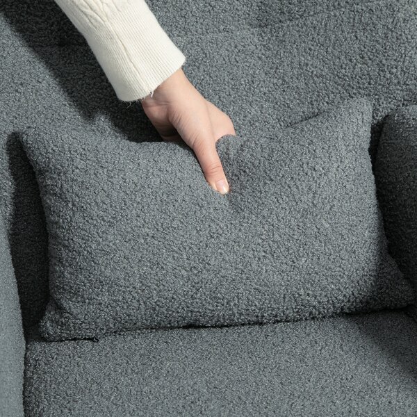 HOMCOM Sedia a Dondolo, Copertura Peluche, Cuscino Lombare, Antiscivolo, Fino a 120 kg, Grigio