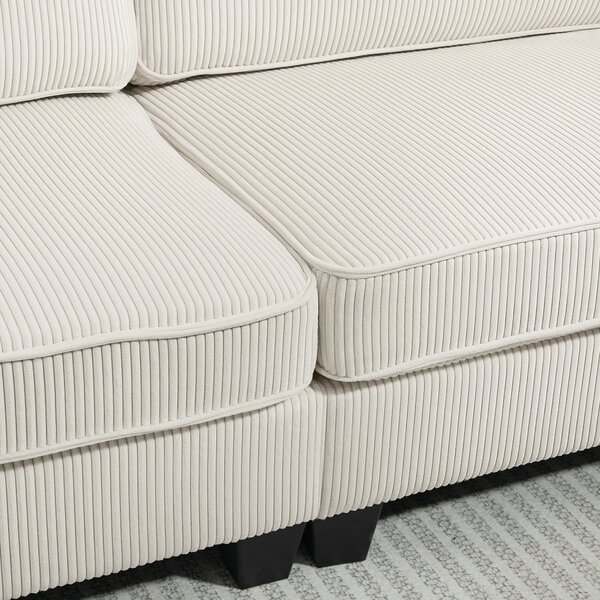 HOMCOM Divano a 3 Posti con Rivestimento in Velluto, Divano da Soggiorno con Anima a Molle, fino a 400 kg, 227 x 84 x 87 cm, Bianco crema