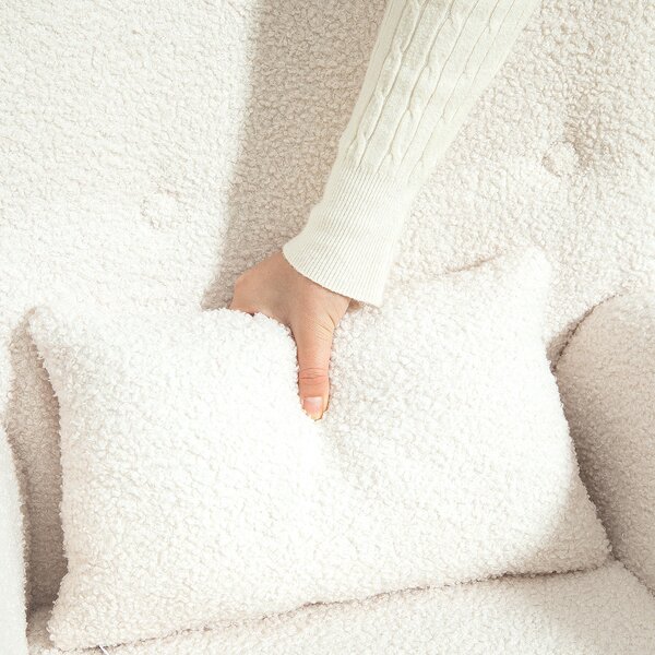 HOMCOM Sedia a Dondolo, Rivestimento Morbido, Imbottitura Spessa, Cuscino Lombare, Antiscivolo, Crema