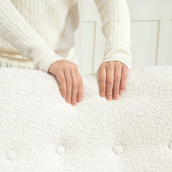 HOMCOM Sedia a Dondolo, Rivestimento Morbido, Imbottitura Spessa, Cuscino Lombare, Antiscivolo, Crema