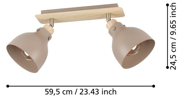 Spot Vintage Arrecife In Acciaio Marrone 2 Luci E27 28W Ip20