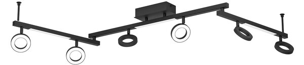 Spot Moderno Cardillio 1 In Alluminio Nero 6 Luci Led 3,2W 3000K Ip20