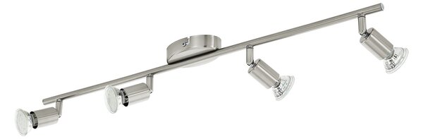 Spot Moderno Buzz Led In Acciaio Nichel Satinato 4 Luci Gu10 2,8W Ip20