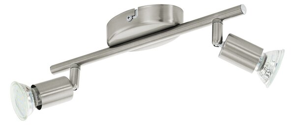Spot Moderno Buzz Led In Acciaio Nichel Satinato 2 Luci Gu10 2,8W Ip20
