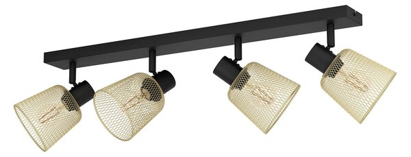 Spot Moderno Coslada In Acciaio Nero 4 Luci E27 40W Ip20