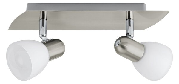 Spot Contemporaneo Enea In Acciaio Nichel Satinato 2 Luci E14 40W Ip20