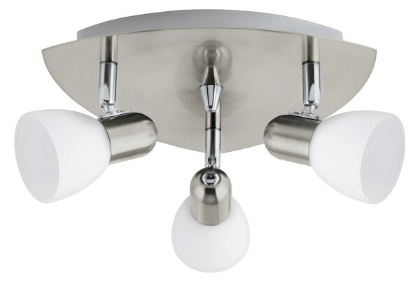 Spot Contemporaneo Enea In Acciaio Nichel Satinato 3 Luci E14 40W Ip20
