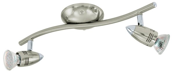 Spot Moderno Magnum Led In Acciaio Nichel Satinato 2 Luci Gu10 2,8W 3000K Ip20