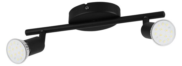 Spot Moderno Buzz Led In Acciaio Nero 2 Luci Gu10 2,8W Ip20