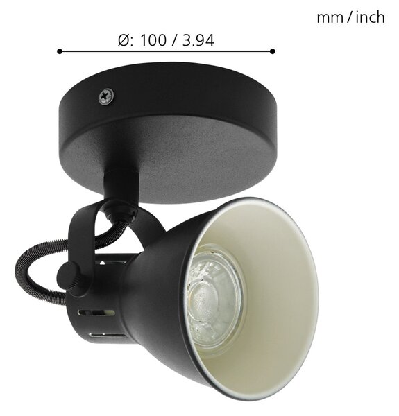 Spot Moderno Seras 2 In Acciaio Nero 1 Luce Gu10 3W Ip20