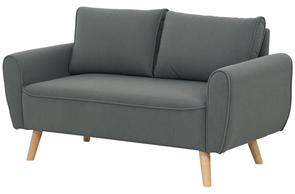 HOMCOM Divano a Due Posti, Divano in Tessuto, 2 Cuscini per lo Schienale, Rivestimento in Velluto, 145 x 75 x 78 cm, Antracite
