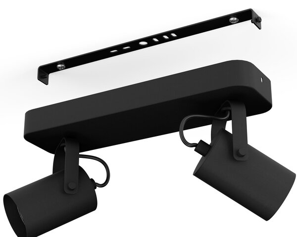 Spot Contemporaneo Sorego In Acciaio Nero 2 Luci Gu10 3W Ip20