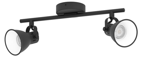 Spot Moderno Seras 2 In Acciaio Nero 2 Luci Gu10 3W Ip20