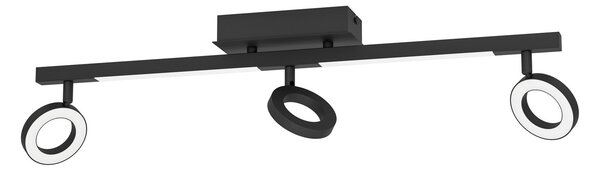 Spot Moderno Cardillio 2 In Alluminio Nero 3 Luci Led 3,2W 3000K Ip20