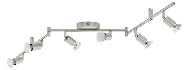 Spot Moderno Buzz Led In Acciaio Nichel Satinato 6 Luci Gu10 2,8W Ip20