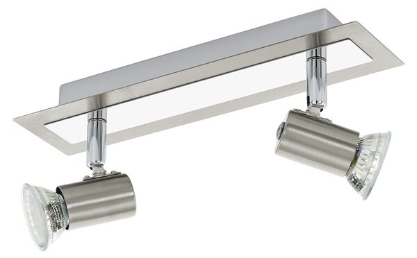 Spot Moderno Rottelo In Acciaio Nichel Satinato 2 Luci Gu10 4,6W Ip20