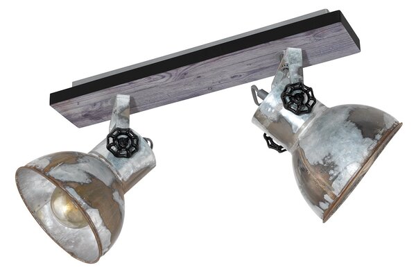 Spot Rustico Country Barnstaple Legno Marronemarrone Patinato 2 Luci E27 40W