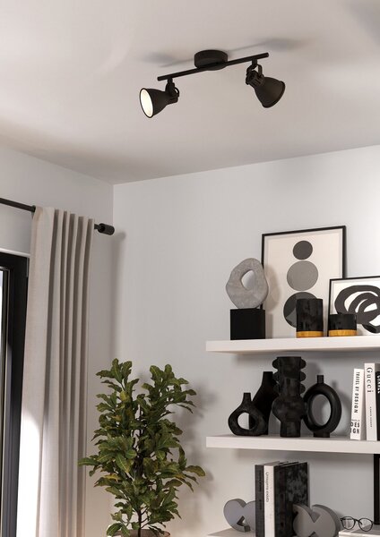 Spot Moderno Seras 2 In Acciaio Nero 2 Luci Gu10 3W Ip20