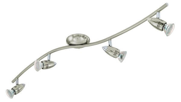Spot Moderno Magnum Led In Acciaio Nichel Satinato 4 Luci Gu10 2,8W 3000K Ip20