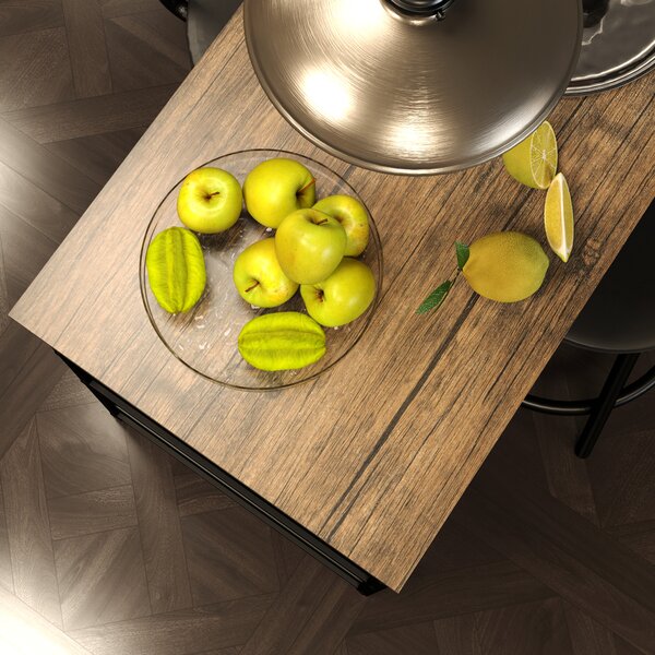 HOMCOM Set da 3 pezzi con tavolo da bar e 2 sedie, Set da cucina con mensole laterali, MDF, Metallo, Nero