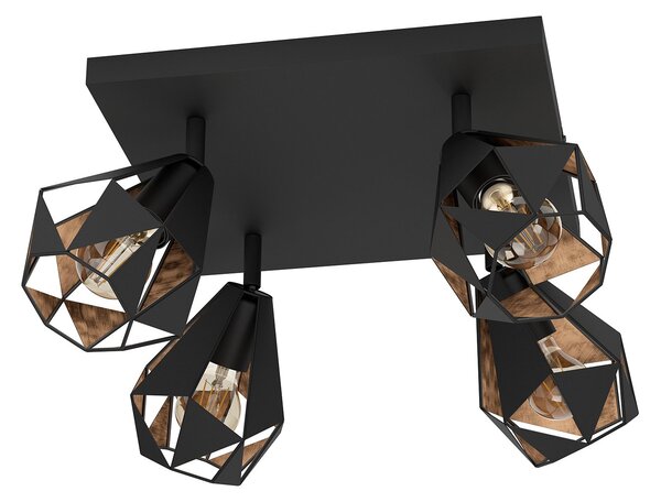 Spot Moderno Carlton 7 In Acciaio Nero 4 Luci E27 40W