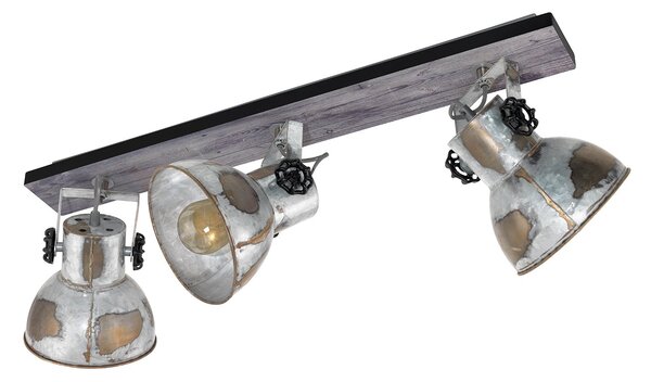 Spot Rustico Country Barnstaple Legno Marronemarrone Patinato 3 Luci E27 40W