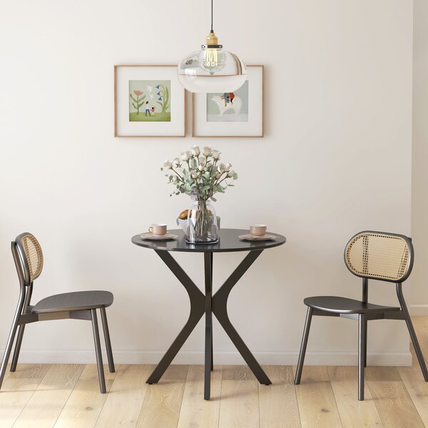 HOMCOM Tavolo da Pranzo Tavolo da Cucina Rotondo, Design Moderno, 78 cm x 78 cm x 75 cm, Nero