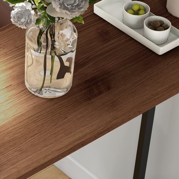 HOMCOM Tavolo da bar Tavolo alto Tavolo da cucina, design industriale, 3 ripiani, 120 x 40 x 105 cm; Nero + Marrone