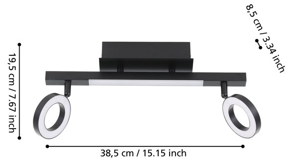 Spot Moderno Cardillio 2 In Alluminio Nero 2 Luci Led 3,2W 3000K Ip20