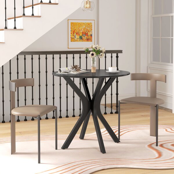 HOMCOM Tavolo da Pranzo Tavolo da Cucina Rotondo, Design Moderno, 78 cm x 78 cm x 75 cm, Nero