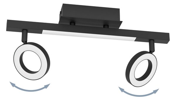 Spot Moderno Cardillio 2 In Alluminio Nero 2 Luci Led 3,2W 3000K Ip20