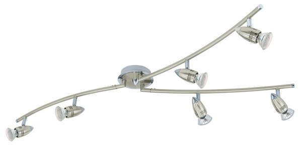 Spot Moderno Magnum Led In Acciaio Nichel Satinato 6 Luci Gu10 2,8W 3000K Ip20