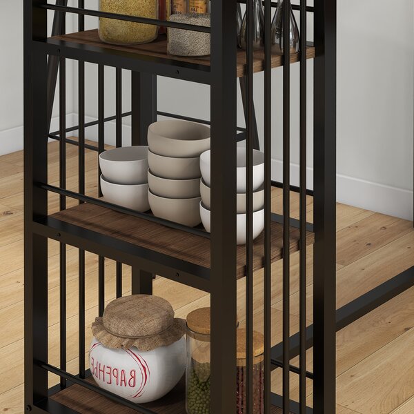 HOMCOM Tavolo da bar Tavolo alto Tavolo da cucina, design industriale, 3 ripiani, 120 x 40 x 105 cm; Nero + Marrone