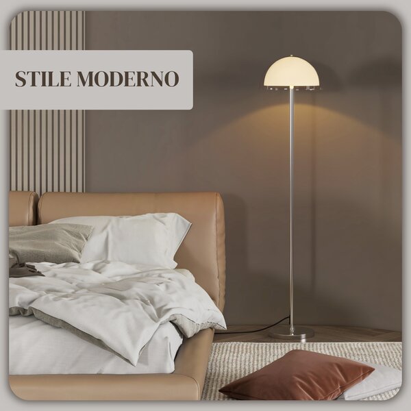 HOMCOM Lampada a Piantana Moderna con Paralume a Doppio Strato, in Metallo e Acrilico, Ø35x150 cm, Bianca