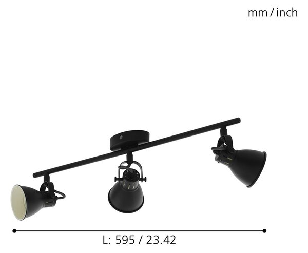 Spot Moderno Seras 2 In Acciaio Nero 3 Luci Gu10 3W Ip20