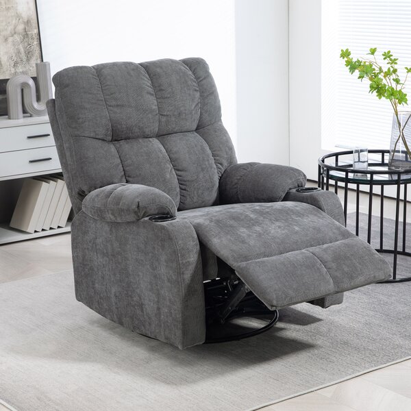 HOMCOM Poltrona relax con poggiapiedi, poltrona reclinabile, girevole, fino a 150 kg, struttura in acciaio, 88x96x108cm, Grigio scuro