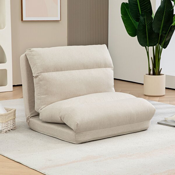 HOMCOM Sedile con funzione letto, schienale regolabile, pieghevole, fino a 120 kg, 70 x 41 x 56 cm, Beige