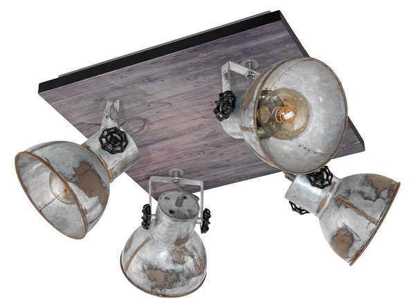 Spot Rustico Country Barnstaple Legno Marronemarrone Patinato 4 Luci E27 40W